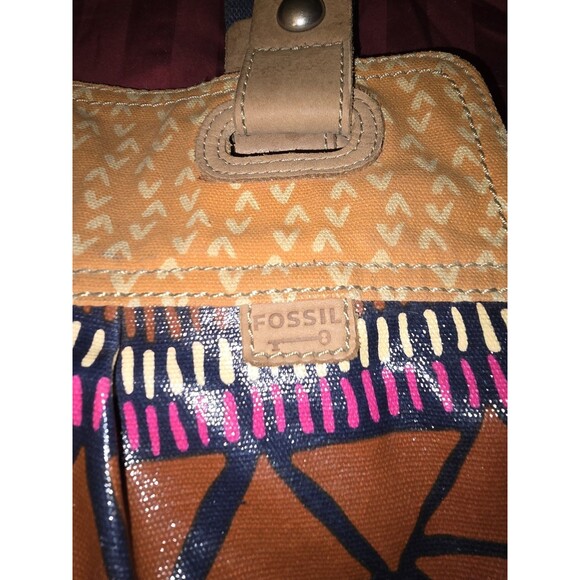 Fossil Key-Per Coated Canvas Hobo Tote Bold  Print Pattern Large Shoulder Bag - Picture 4 of 8